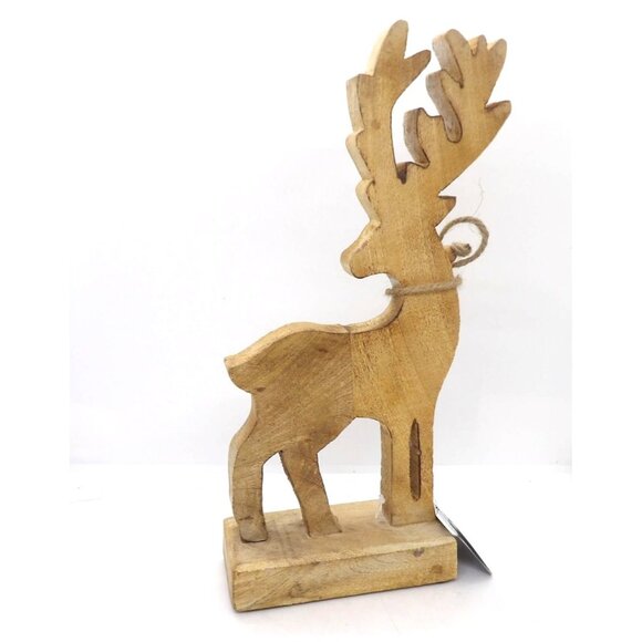 Christmas Cut Out 3D Wooden Standing Deer 11.5 in. Tall New - Picture 4 of 4